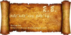 Rákóczi Béla névjegykártya
